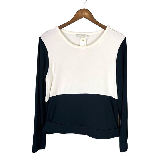 Townsen NWT Black Cream Colorblock Long Sleeve Soft Knit Elastic Hem Top - Picture 7 of 11